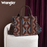 Wrangler Southwestern Pattern Dual Sided Print -Tote/Crossbody - COFFEE