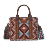 Wrangler Southwestern Pattern Dual Sided Print -Tote/Crossbody - COFFEE