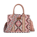 Wrangler Southwestern Pattern Dual Sided Print -Tote/Crossbody - DARK PINK