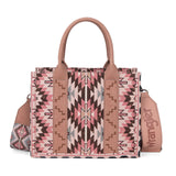 Wrangler Southwestern Pattern Dual Sided Print -Tote/Crossbody - DARK PINK