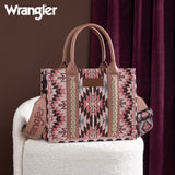 Wrangler Southwestern Pattern Dual Sided Print -Tote/Crossbody - DARK PINK