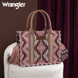 Wrangler Southwestern Pattern Dual Sided Print -Tote/Crossbody - DARK PINK