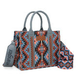 Wrangler Southwestern Pattern Dual Sided Print -Tote/Crossbody - NAVY