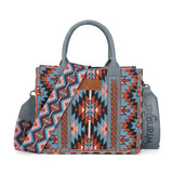 Wrangler Southwestern Pattern Dual Sided Print -Tote/Crossbody - NAVY