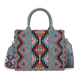 Wrangler Southwestern Pattern Dual Sided Print -Tote/Crossbody - NAVY