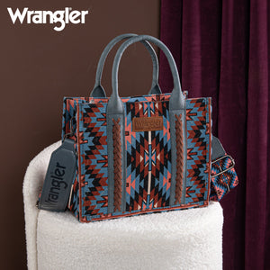 Wrangler Southwestern Pattern Dual Sided Print -Tote/Crossbody - NAVY