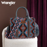 Wrangler Southwestern Pattern Dual Sided Print -Tote/Crossbody - NAVY