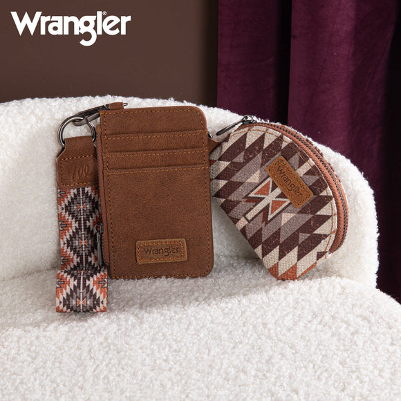 Wrangler Southwestern Art Print Dual Pouch Wristlet - Brown