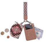 Wrangler Southwestern Art Print Dual Pouch Wristlet - Pink