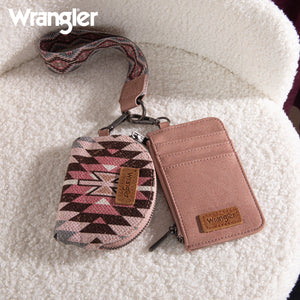 Wrangler Southwestern Art Print Dual Pouch Wristlet - Pink