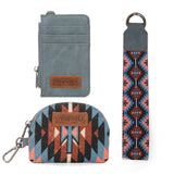 Wrangler Southwestern Art Print Dual Pouch Wristlet - Denim