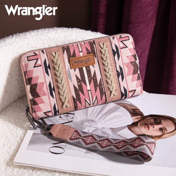 Wrangler Southwestern Art Print Wallet - DARK PINK