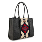 Wrangler Tooled Aztec Pattern Print Concealed Carry Large Tote - Black