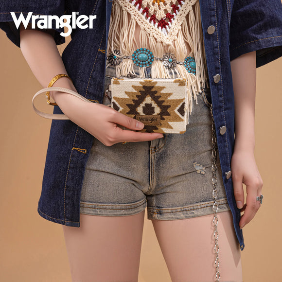 Wrangler Aztec Print Card Wallet - Beige