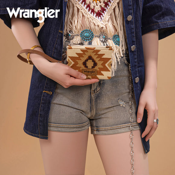 Wrangler Aztec Print Card Wallet - Brown
