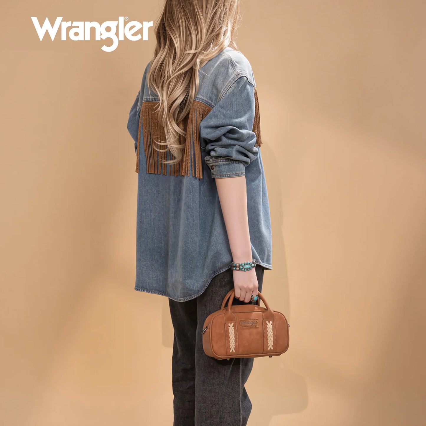 Wrangler Whipstitch Collection Mini Satchel/Crossbody Bag - Brown