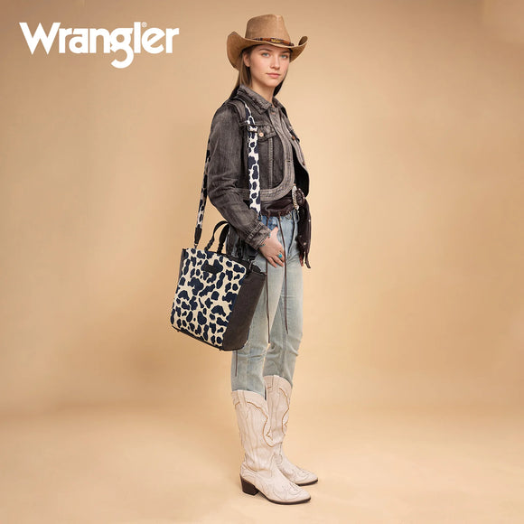 Wrangler Cow Print Concealed Carry Tote/Crossbody - Black