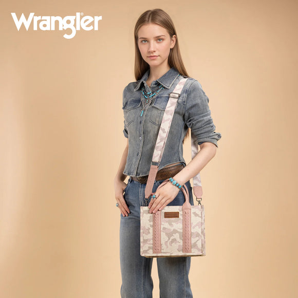 Wrangler Camo Print Concealed Carry Tote/Crossbody - Pink