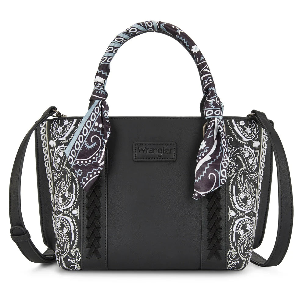 WRANGLER BANDANA PAISLEY PRINT TOTE/CROSSBODY - BLACK