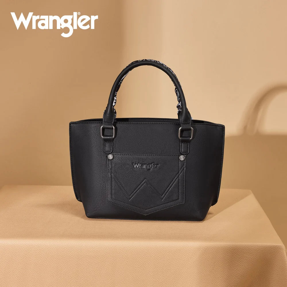 WRANGLER BANDANA PAISLEY PRINT TOTE/CROSSBODY - BLACK