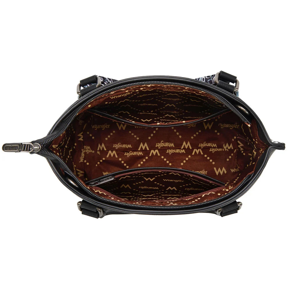 WRANGLER BANDANA PAISLEY PRINT TOTE/CROSSBODY - BLACK