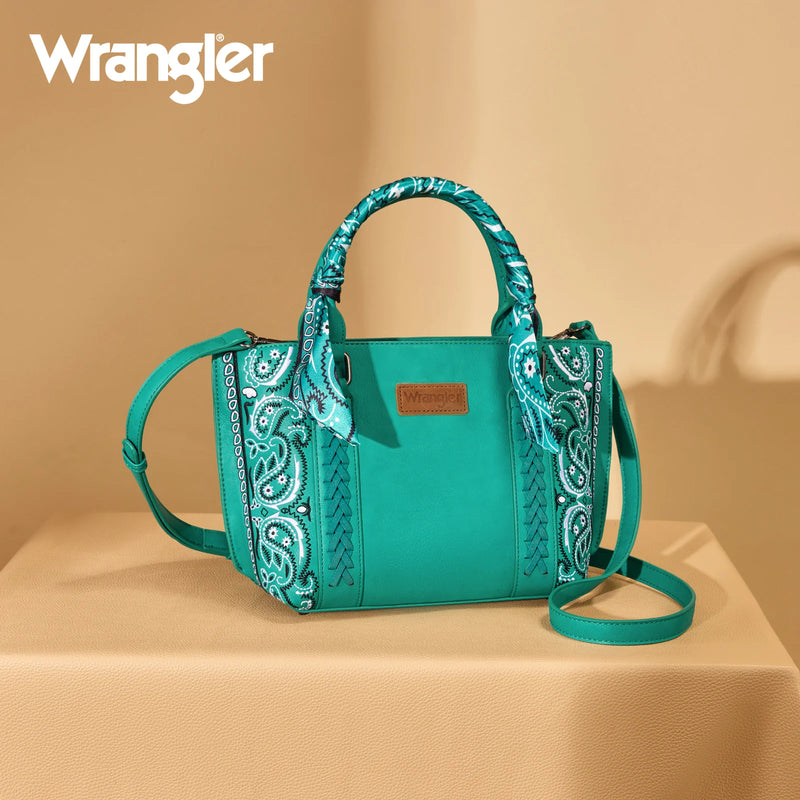 WRANGLER BANDANA PAISLEY PRINT TOTE/CROSSBODY - TURQUOISE