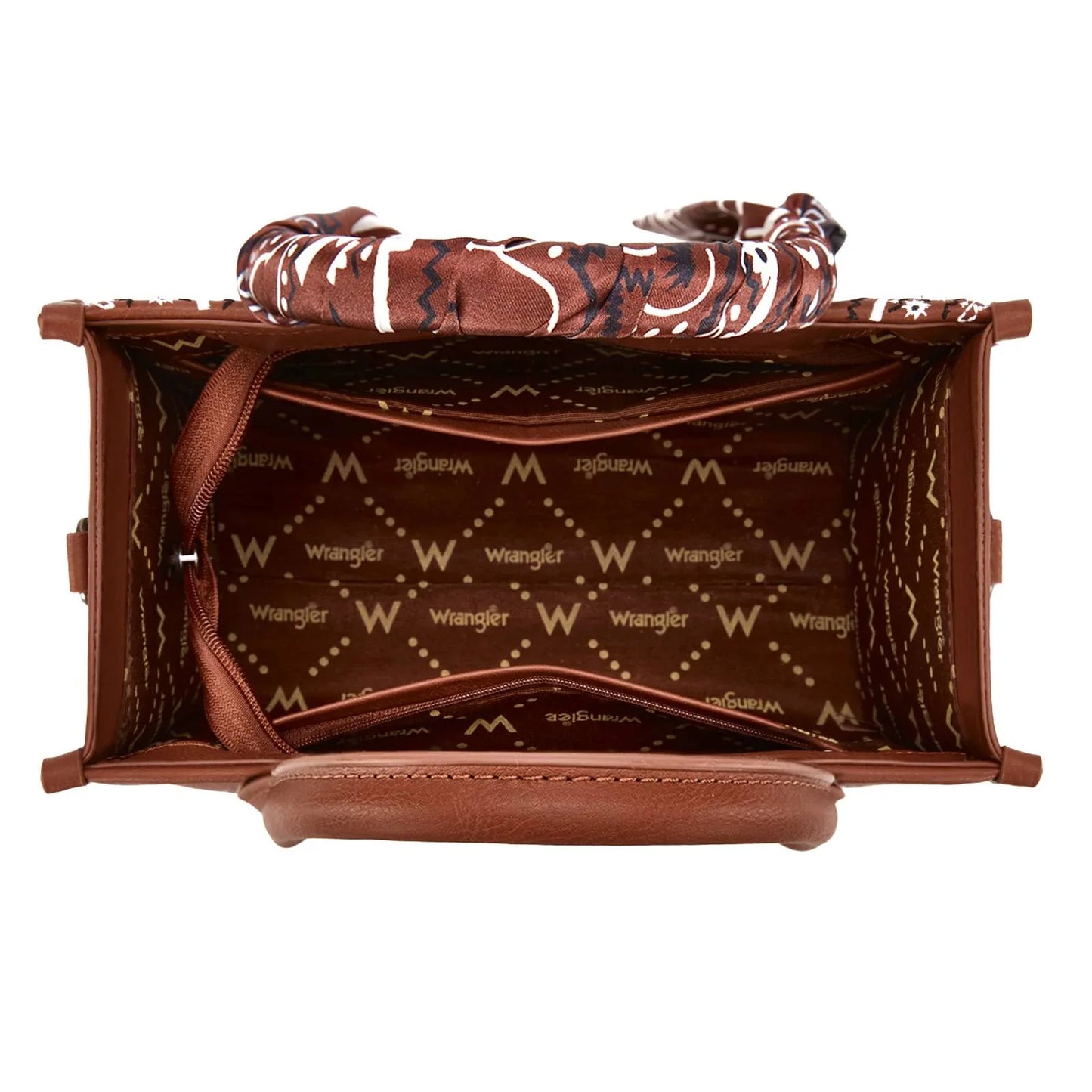 WRANGLER PAISLEY PRINT TOTE CROSSBODY BAG - BROWN