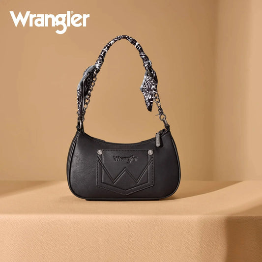 WRANGLER PAISLEY PRINT SHOULDER CROSSBODY BAG - BLACK