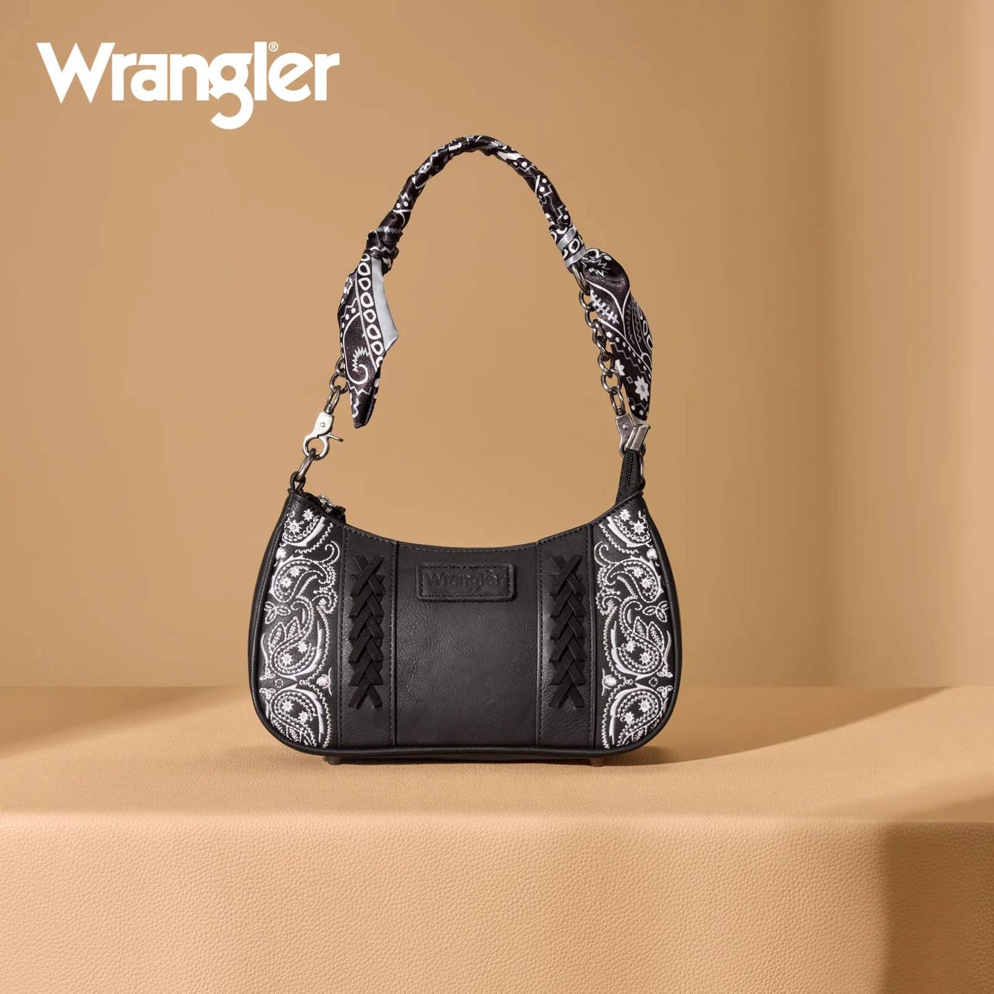 WRANGLER PAISLEY PRINT SHOULDER CROSSBODY BAG - BLACK