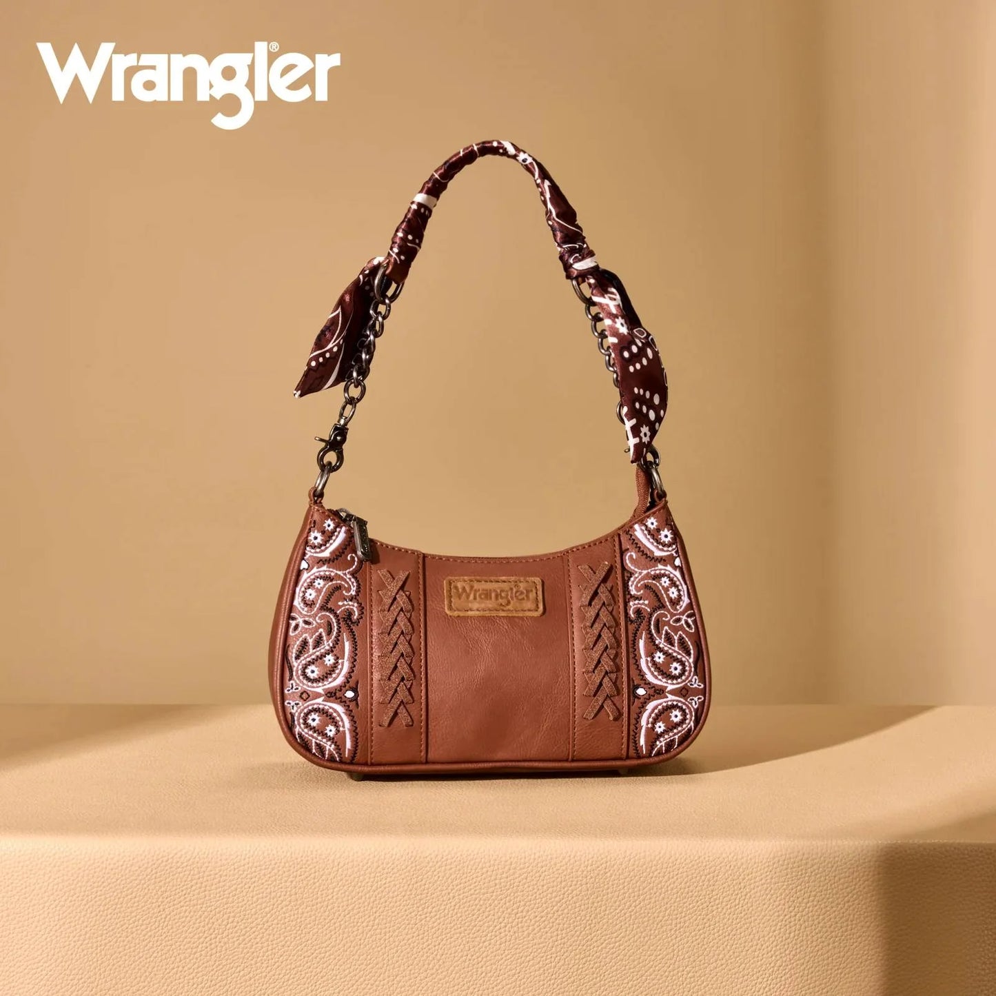 WRANGLER PAISLEY PRINT SHOULDER CROSSBODY BAG - BROWN