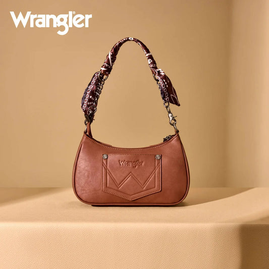 WRANGLER PAISLEY PRINT SHOULDER CROSSBODY BAG - BROWN