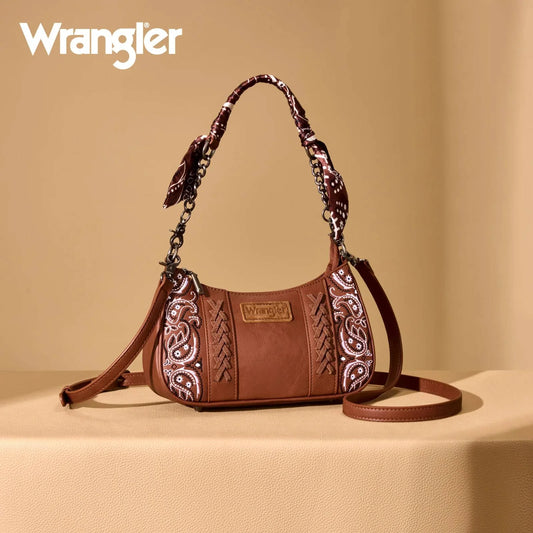 WRANGLER PAISLEY PRINT SHOULDER CROSSBODY BAG - BROWN