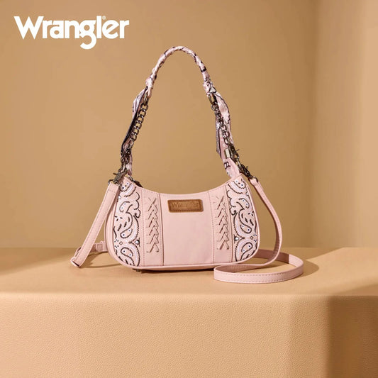 WRANGLER PAISLEY PRINT SHOULDER CROSSBODY BAG - PINK