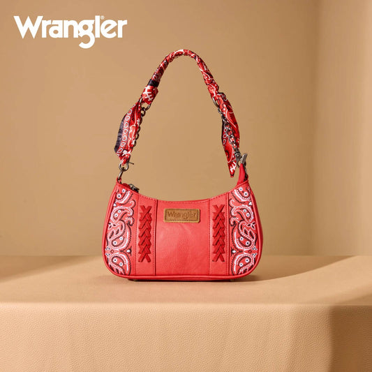 WRANGLER PAISLEY PRINT SHOULDER CROSSBODY BAG - RED