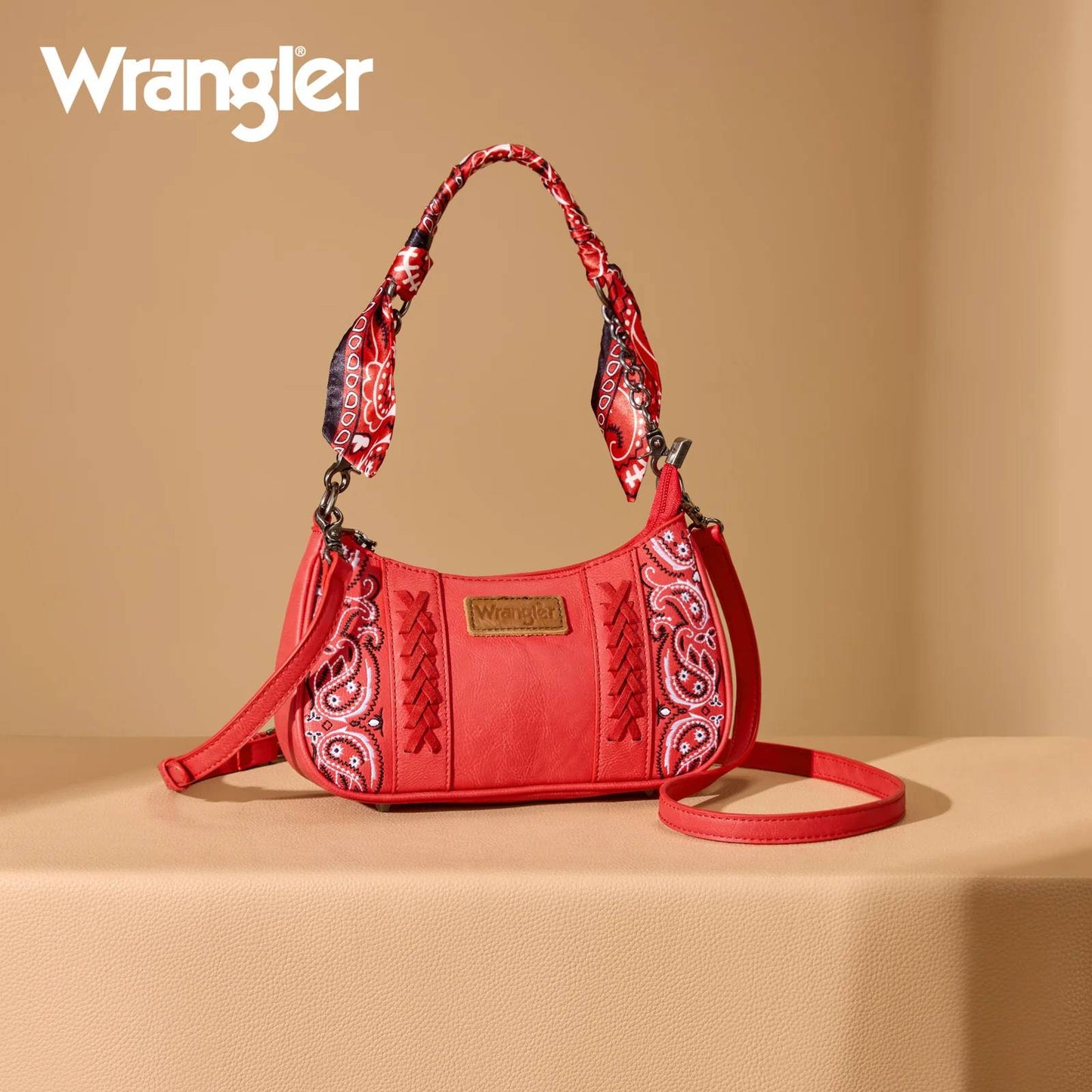 WRANGLER PAISLEY PRINT SHOULDER CROSSBODY BAG - RED