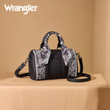 WRANGLER BANDANA PAISLEY PRINT BARREL CROSSBODY BAG - BLACK