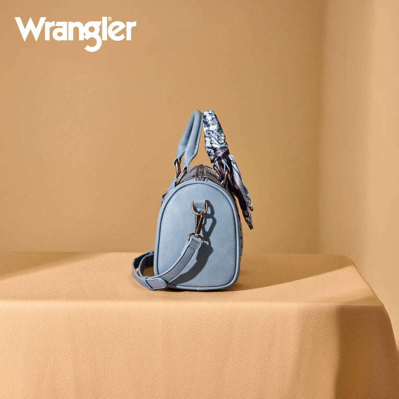 WRANGLER BANDANA PAISLEY PRINT BARREL CROSSBODY BAG - JEAN