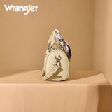 WRANGLER BANDANA PAISLEY PRINT BARREL CROSSBODY BAG - TAN