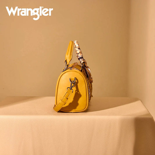 WRANGLER BANDANA PAISLEY PRINT BARREL CROSSBODY BAG - YELLOW