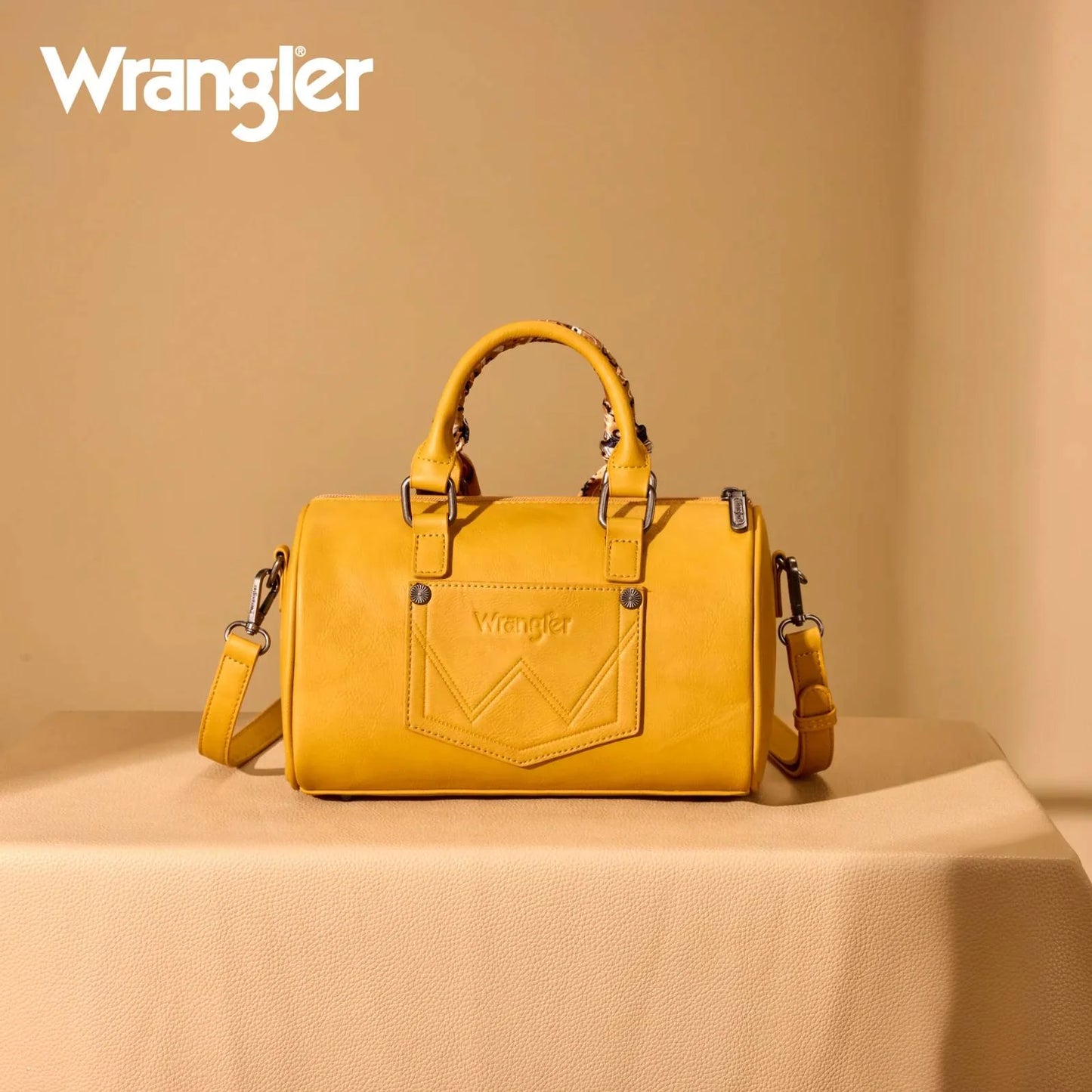WRANGLER BANDANA PAISLEY PRINT BARREL CROSSBODY BAG - YELLOW
