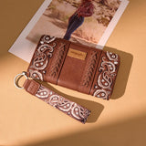 WRANGLER PAISLEY PRINT WRISTLET WALLET - BROWN