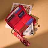 WRANGLER PAISLEY PRINT WRISTLET WALLET - RED