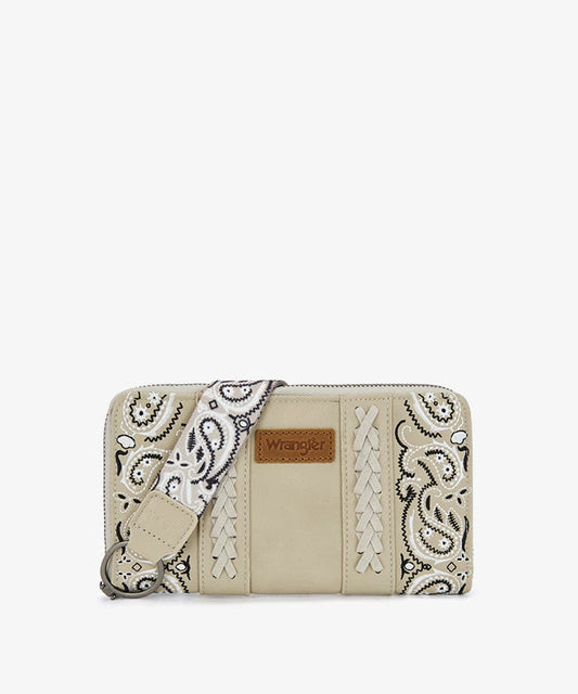 WRANGLER PAISLEY PRINT WRISTLET WALLET - TAN