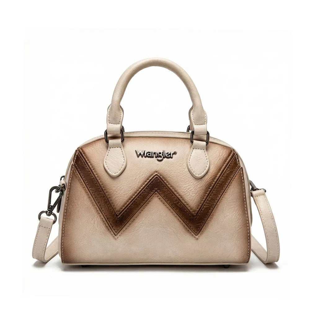 Wrangler Chevron Stitch Dome Satchel Crossbody Bag - Tan