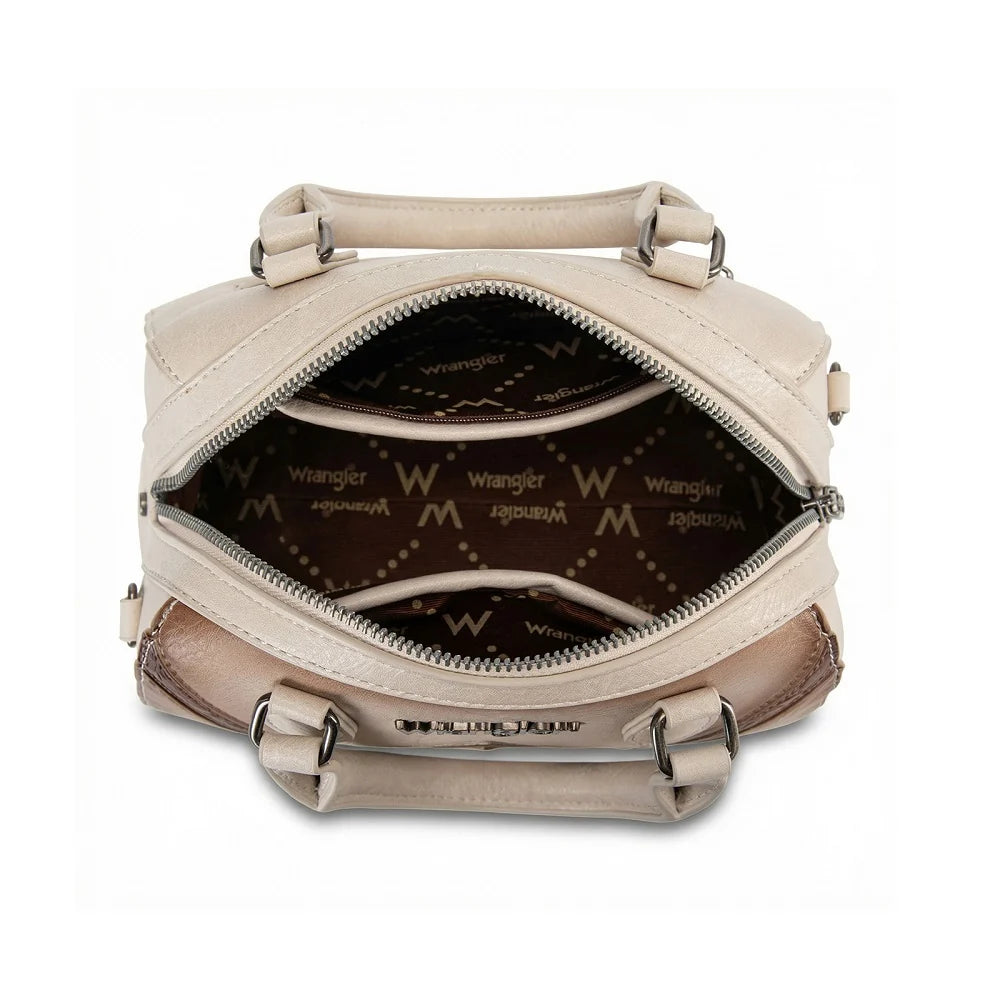 Wrangler Chevron Stitch Dome Satchel Crossbody Bag - Tan
