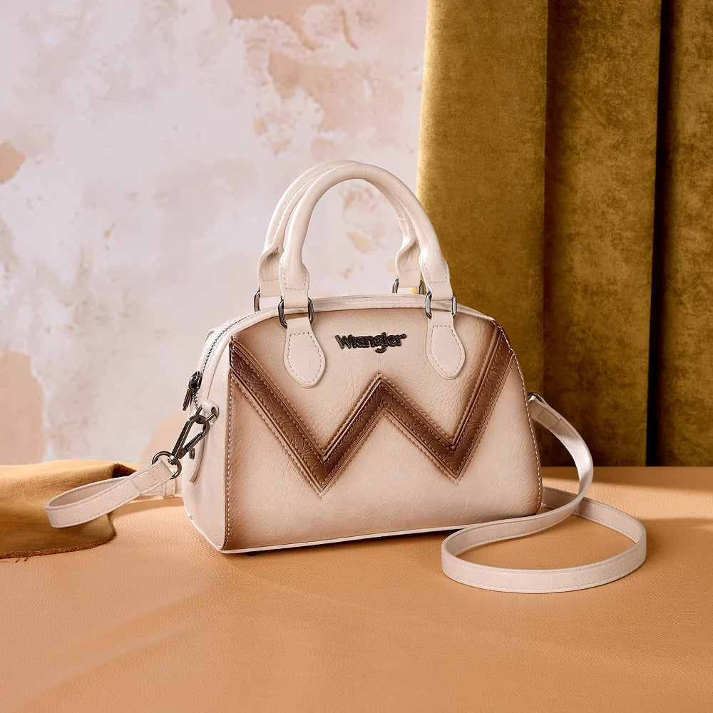 Wrangler Chevron Stitch Dome Satchel Crossbody Bag - Tan
