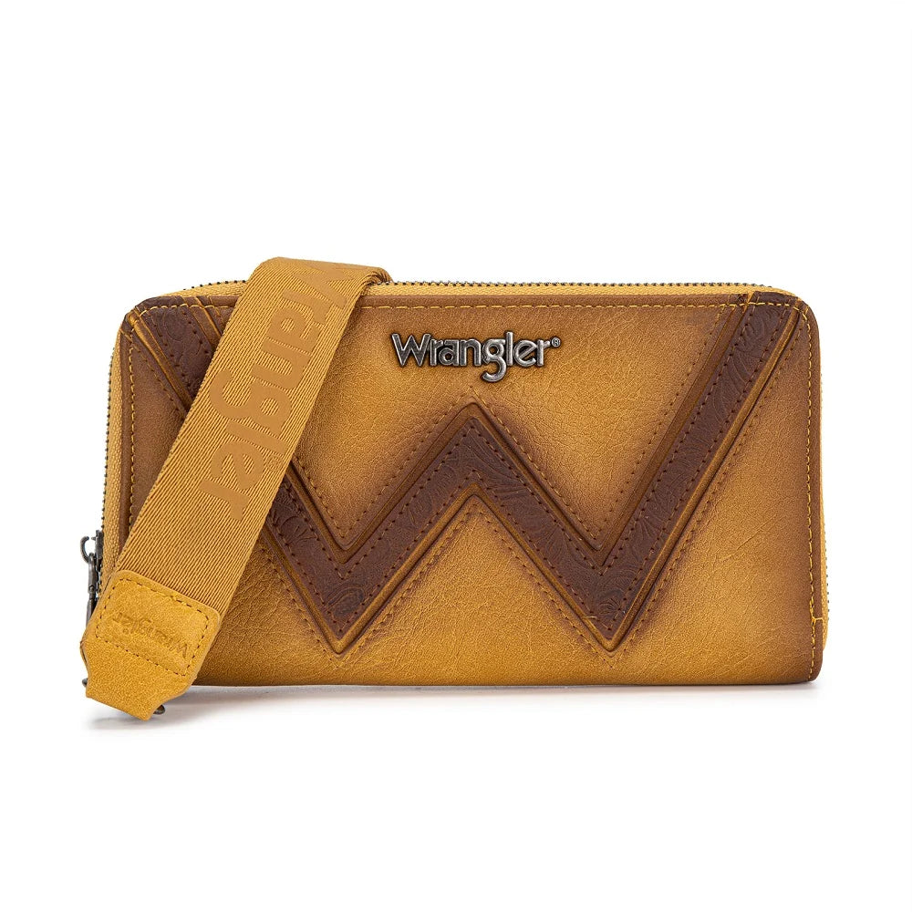 Wrangler Chevron Stitch Zip Around Wristlet Wallet - Yellow