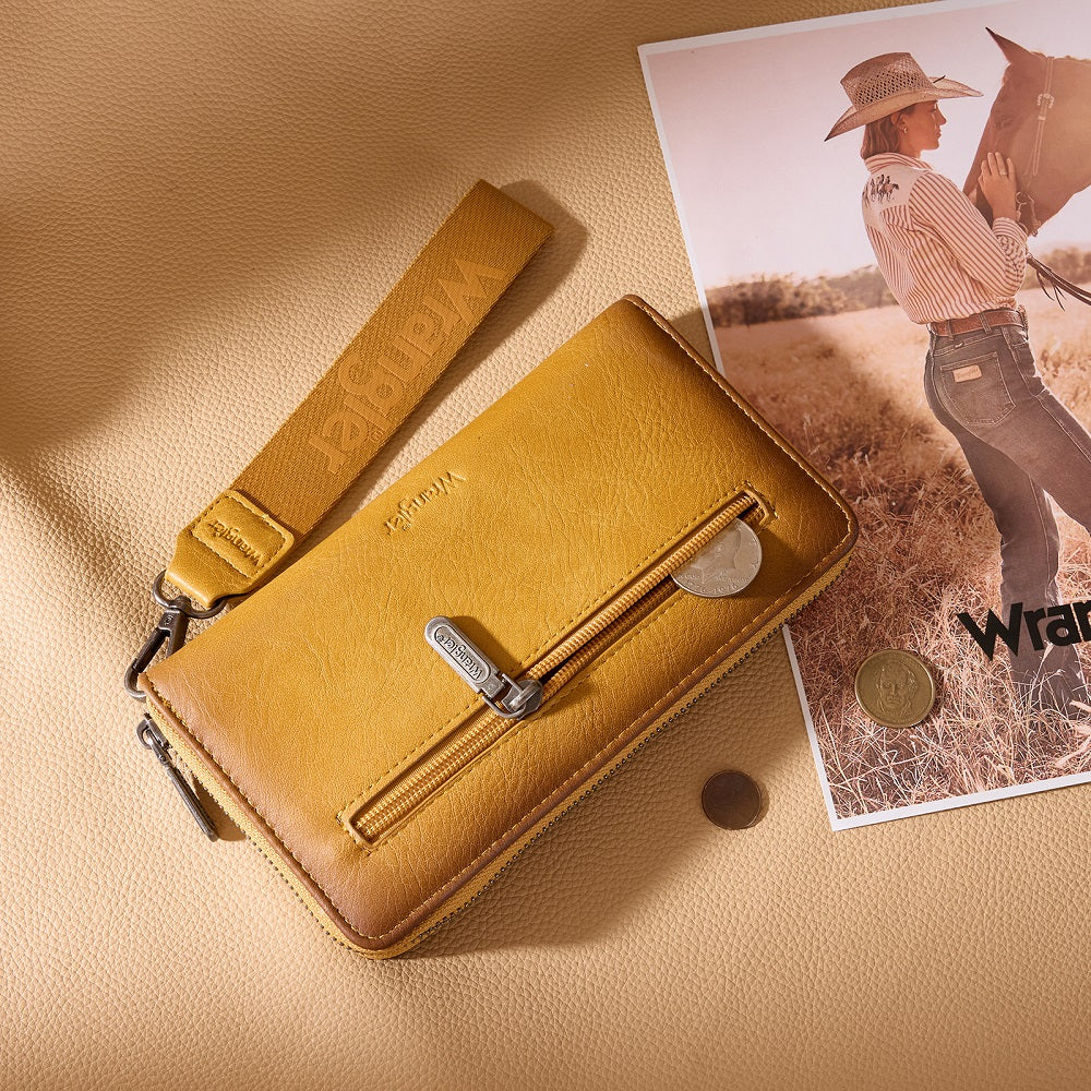 Wrangler Chevron Stitch Zip Around Wristlet Wallet - Yellow