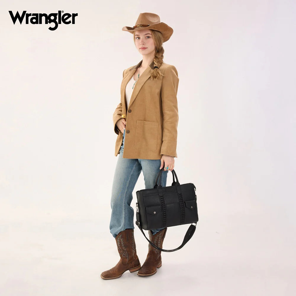 Wrangler Whipstitch Work Tote Bag/Crossbody - Black