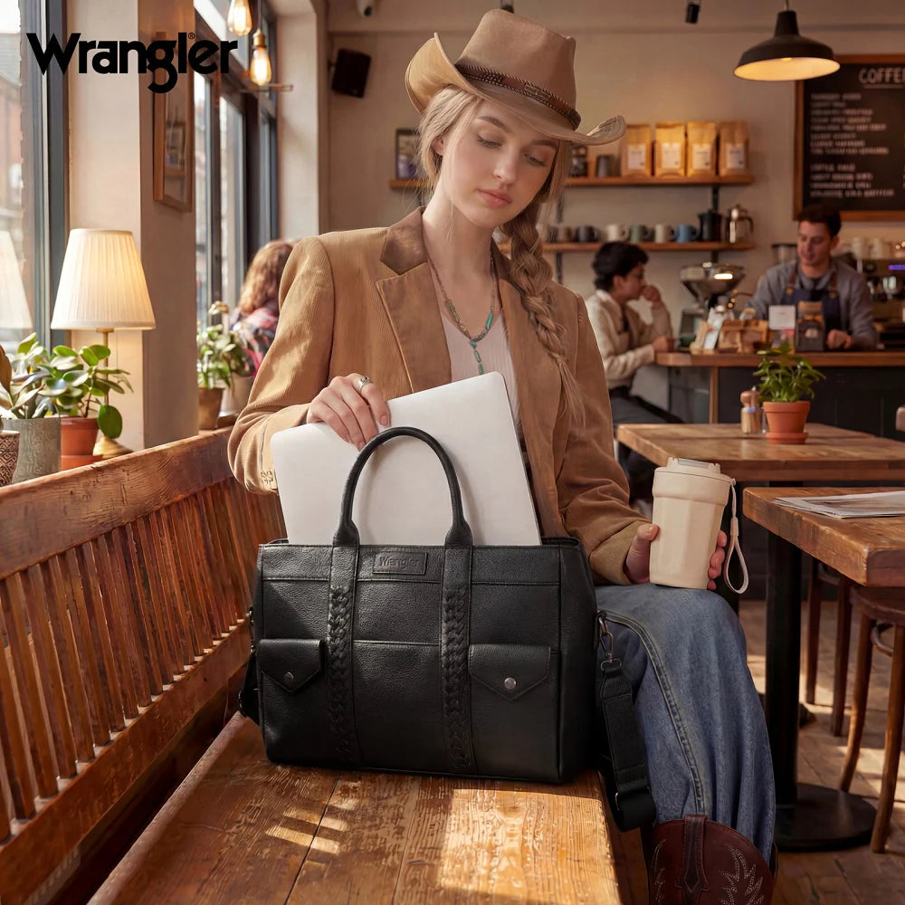 Wrangler Whipstitch Work Tote Bag/Crossbody - Black